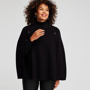 New Chico's Black Knit Sweater Cape Size XXS/XS